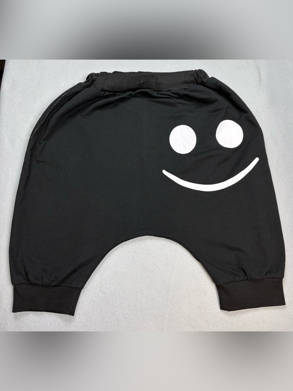 Life Liven Smiley Face Harem Jogger Pants Black Drop Crotch Women’s L Lounge